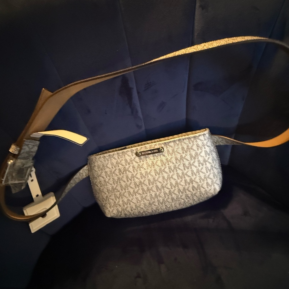 Michael Kors Monogram Crossbody Bag in Gray and Tan